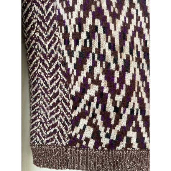 Theory Purple Siona Loryelle 100% Wool Herringbone Chevron Sweater • Size S - Picture 4 of 4